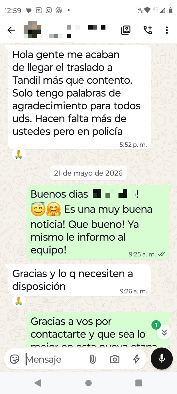 Traslado otorgado