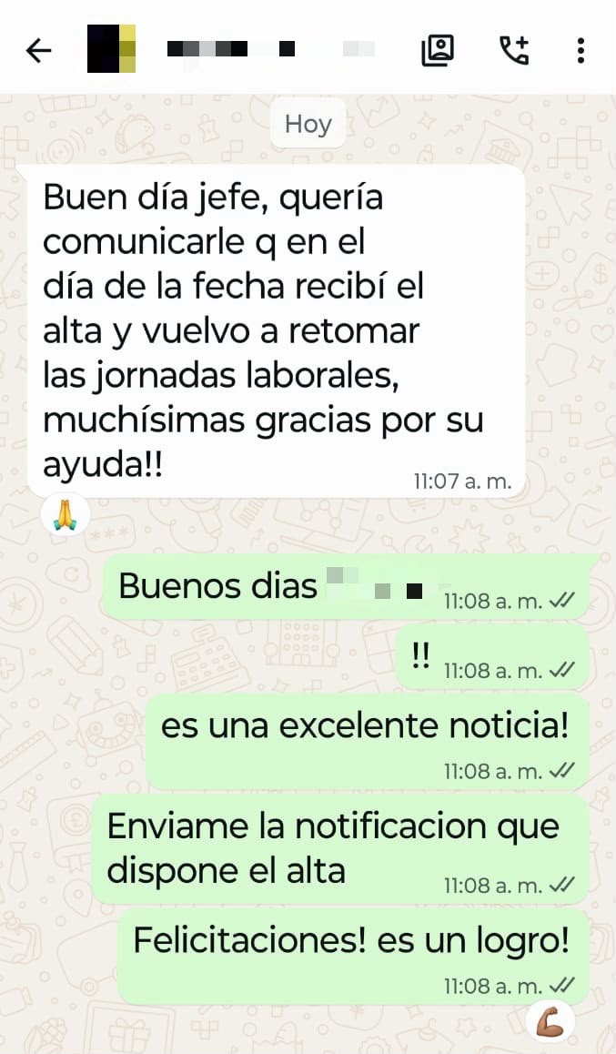 Alta y regreso a la actividad